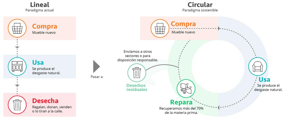 Diagramas sobre la economía circular en Lurdes